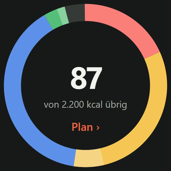 Tagesring mit vier Makrofarben und verbleibenden Kalorien